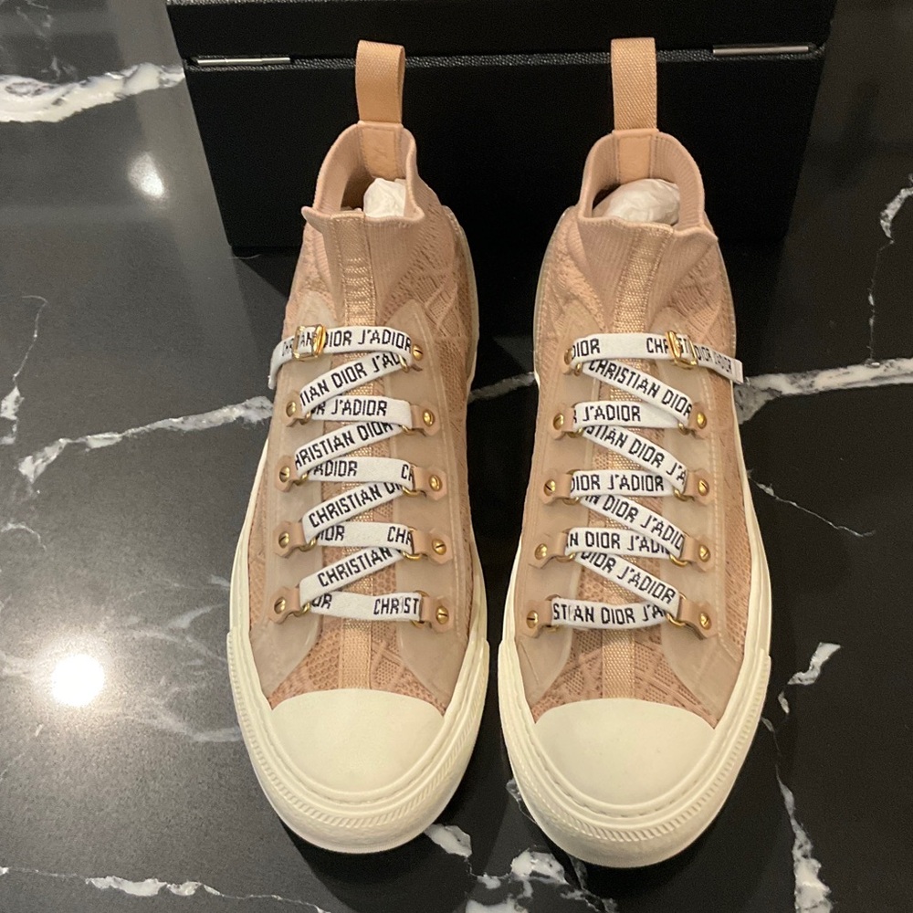 Dior High-Top Sneakers in Tan and White